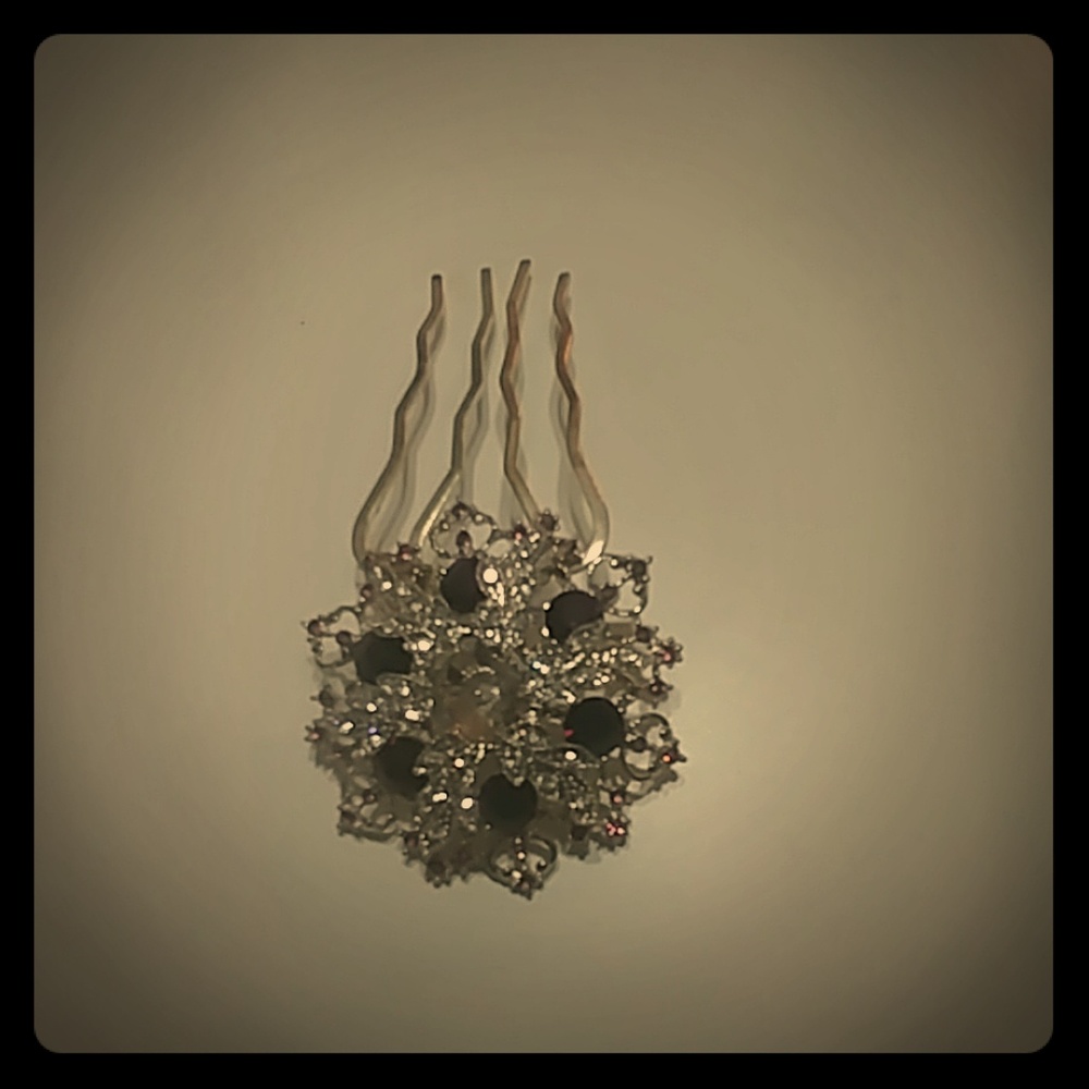 Wedding purple and silver hair comb